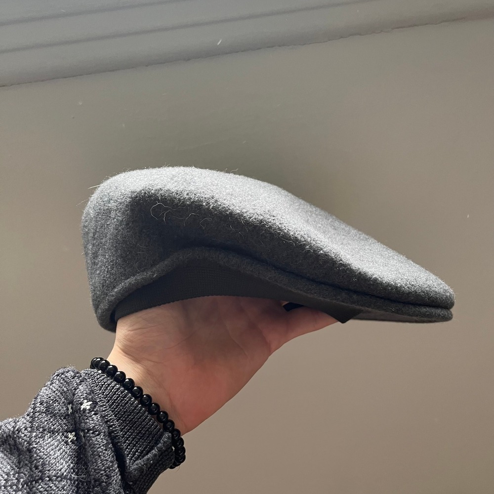 Kangol Wool 504 Flat Cap Charcoal Grey Pure New Wool Ivy Hat Medium 0258BC